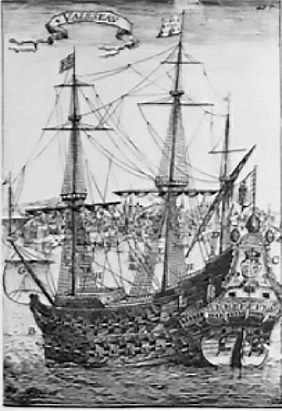 imagem do galeão Padre Eterno, o maior navio do mundo no século 17