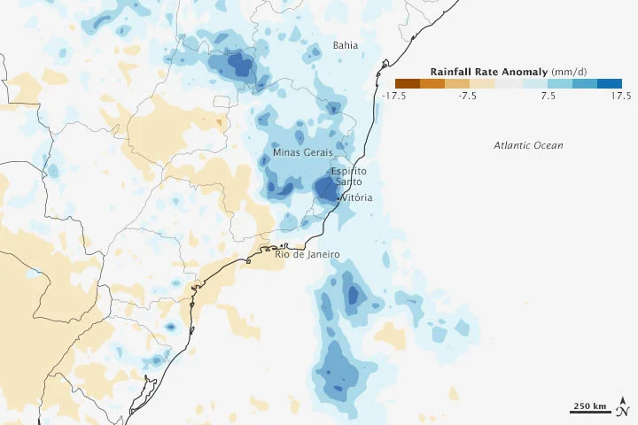 Calor e frio extremos, mapa mostrando as chuvas no Brasil