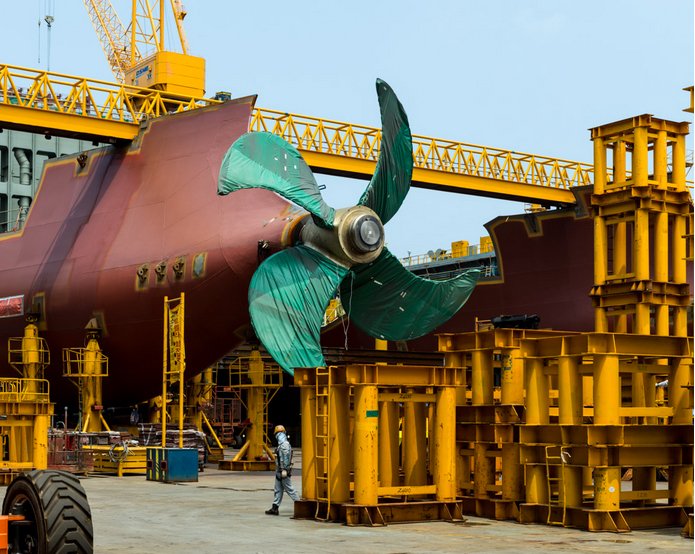 Os supernavios da Vale, imagem de hélice de super cargueiro