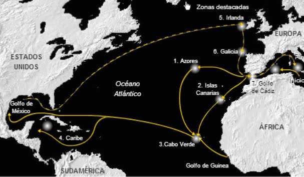 imagem de mapa com rota de atuns
