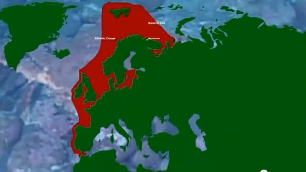 Mapa dos países do norte onde o carnguejo de Stalin se estabeleceu