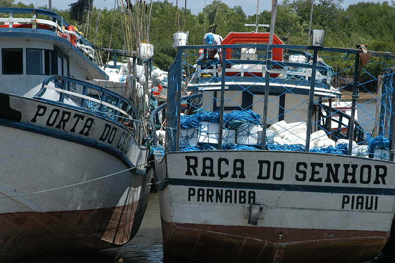 Índice de Saúde do Oceano , imagem de barcos pesqueiros do delta do Parnaíba.