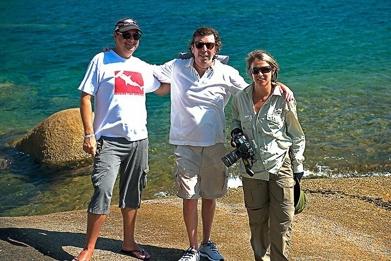 João, Truda e Valéria Lages na Reserva Biológica Marinha do Arvoredo