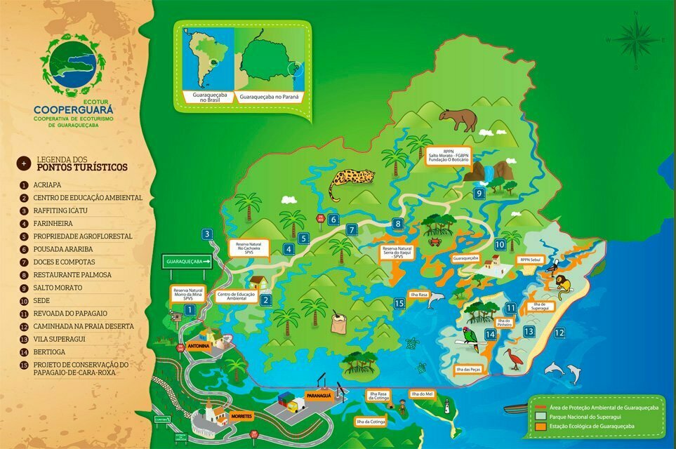mapa-Área de Proteção Ambiental e Estação Ecológica de Guaraqueçaba-e-parna-de-superagui