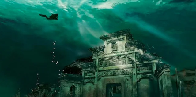 Cidade submersa na China, imagem de Cidade submersa na China