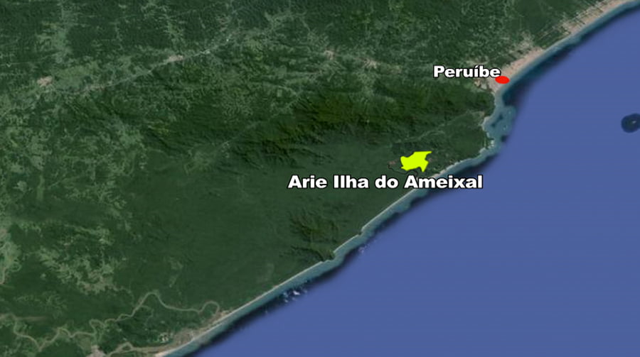  Itatins, imagem de mapa da arie- ilha do ameixal-