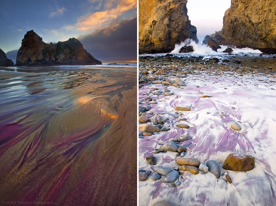 As praias mais diferentes do mundo, imagem de praia na california purple