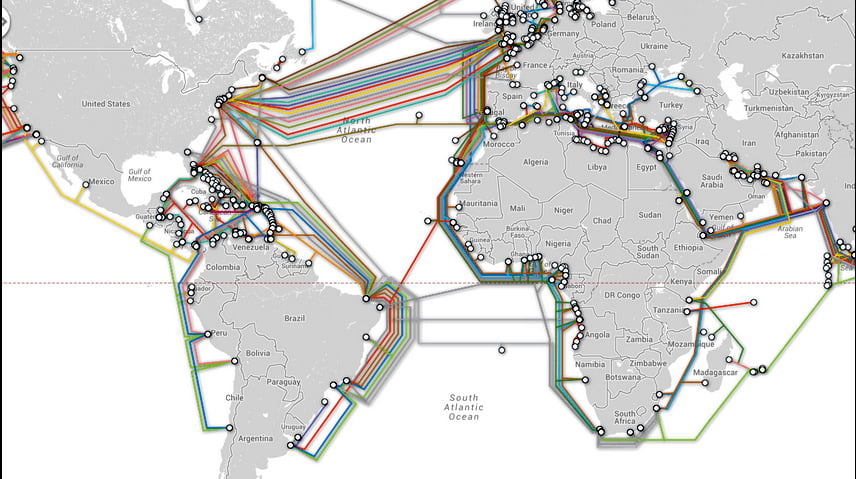 abos submarinos da Internet, imagem de mapa dos cabos submarinos da Internet