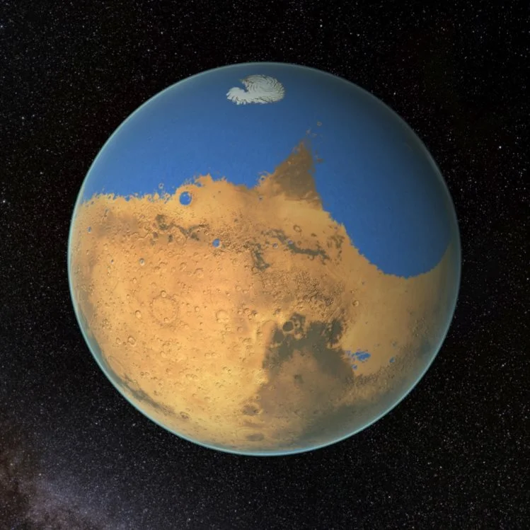 oceano em Marte, imagem do planeta marte