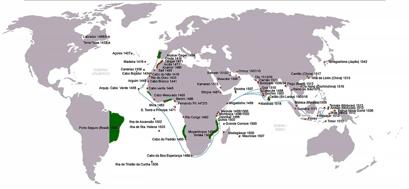 infográfico mostra as descobertas dos nautas portugueses