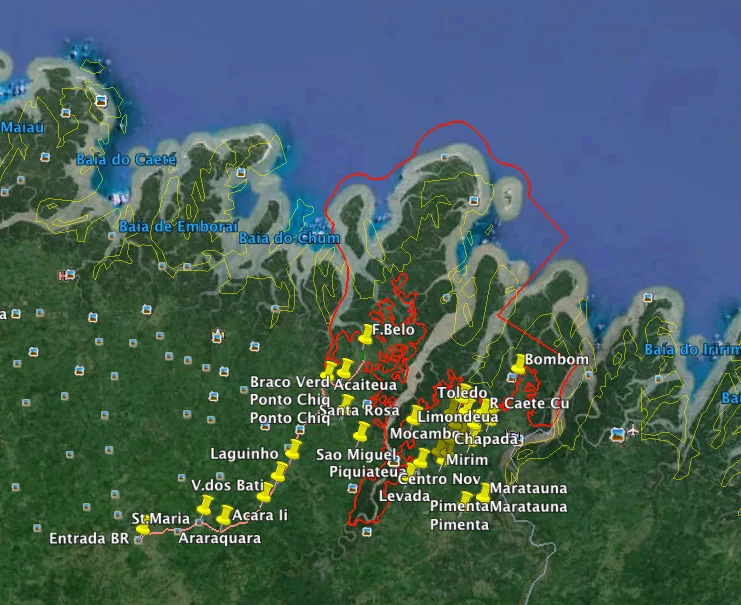 Bilica, coordenador do polo de Limondeua,  mapa-resex-gurupi-piriá