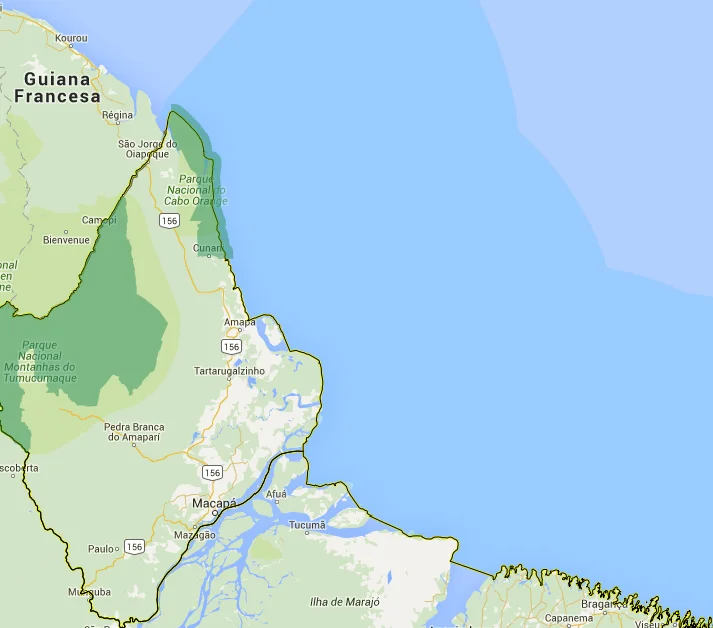 mapa- do Parque Nacional do Cabo Orange