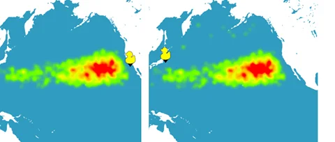 grafico mostrando os oceanos e A origem do plástico nos oceanos 