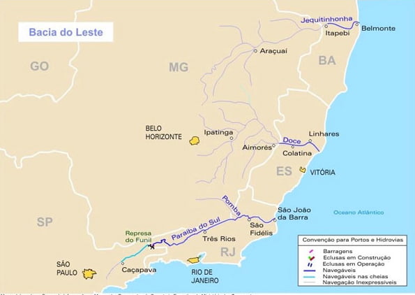 jColapso dos rios brasileiros, mapa do rio jequitinhonha