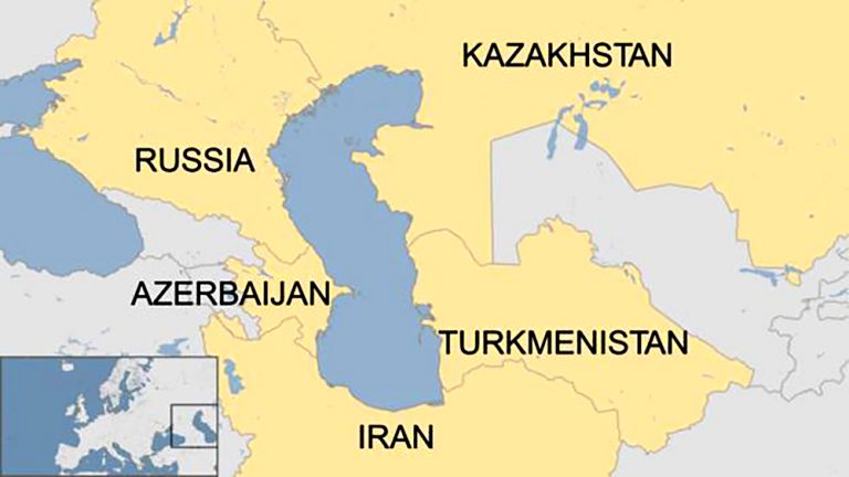 imagem de mapa do mar cáspio e países ao redor