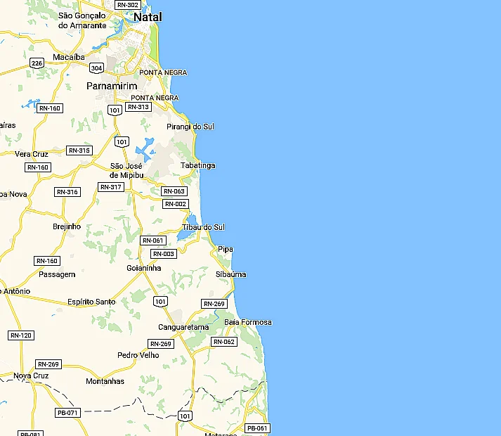 Turismo desordenado, mapa do litoral do Rio Grande do Norte