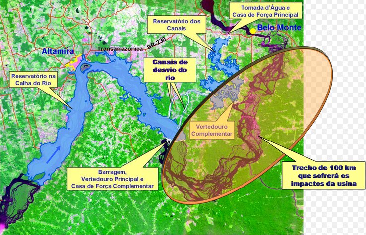 garimpo, imagem de ilustração das obras de Belo Monte no rio Xingu