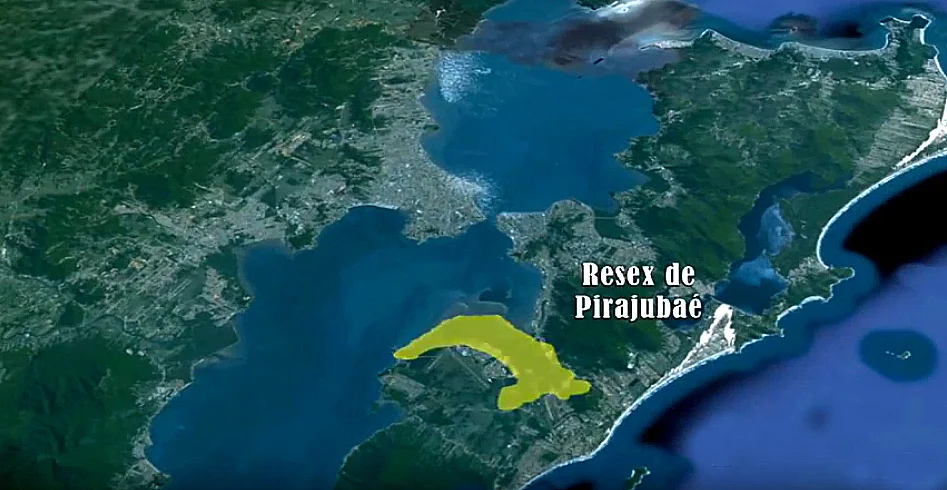 Berbigão de Santa Catarina, imagem de mapa da resex pirajubaé, SC