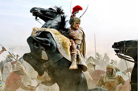 ilustração de alexandre guerreando a cavalo