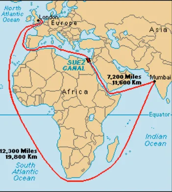  mapa mundi mostrando o canal de suez