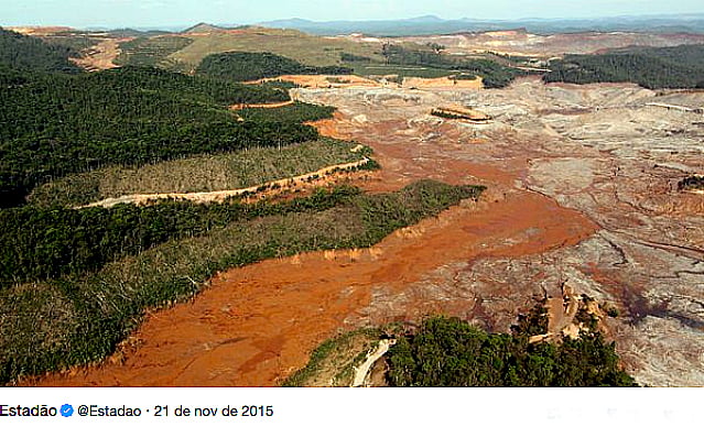Rio Doce, imagem de um vale arrasado pela lama da barragem de Fundão