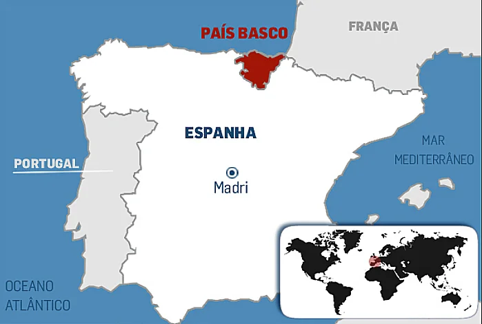 Bacalhau, mapa mostrando o país basco