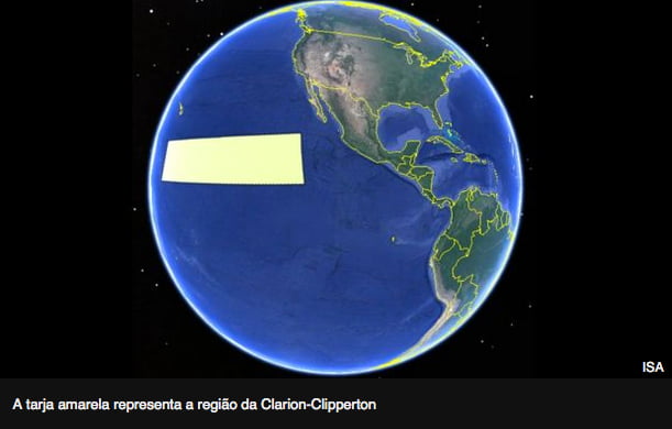 ilustração da região Clarion Clipperton, no oceano Pacífico