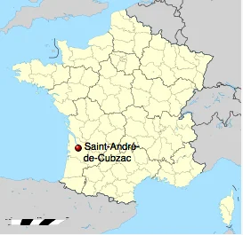 mapa mostrando a cidade francesa Saint-André-de-Cubzac