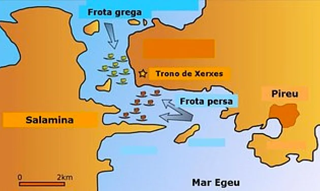 imagem de mapa da batalha de salamina