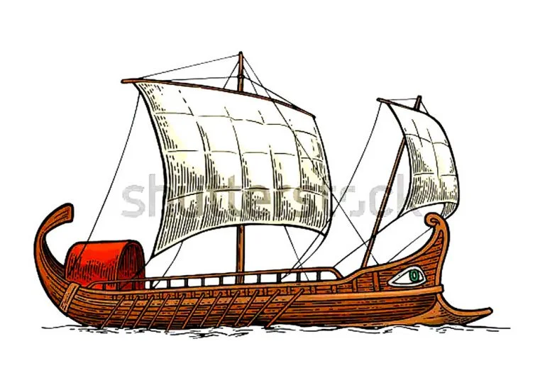 ilustração de navio fenício