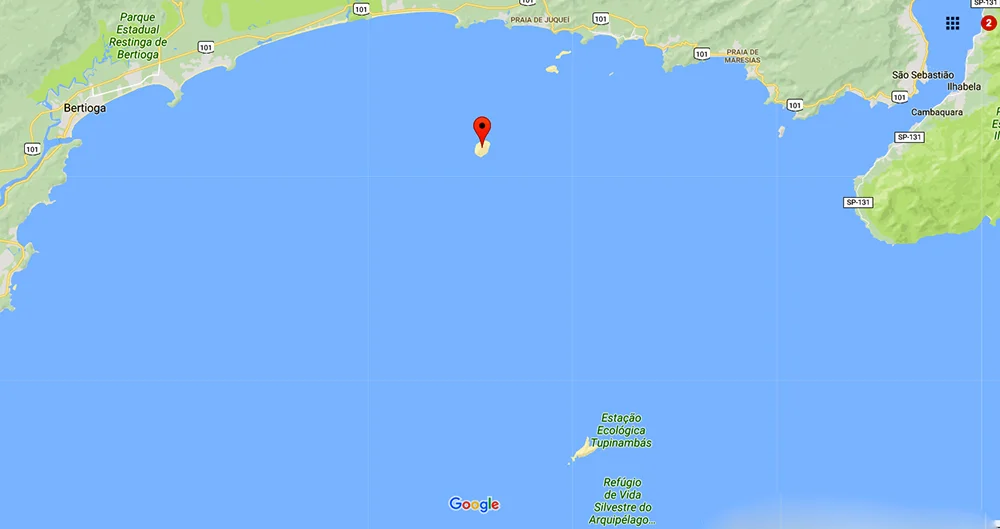 mapa com a localização da ilha do Montão de Trigo