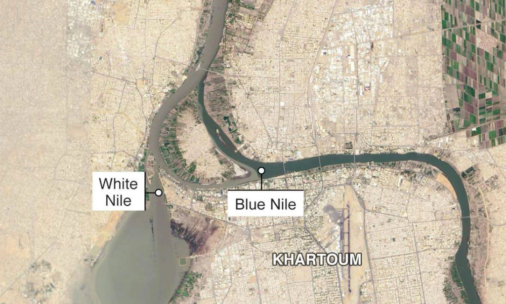 imagem de mapa do rio Nilo em Cartum