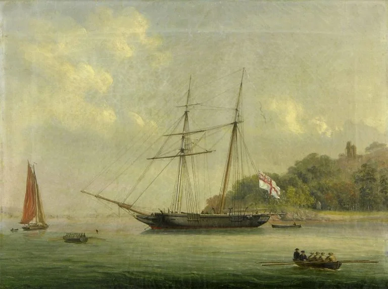 Gravura do HMS Pandora em 1833.