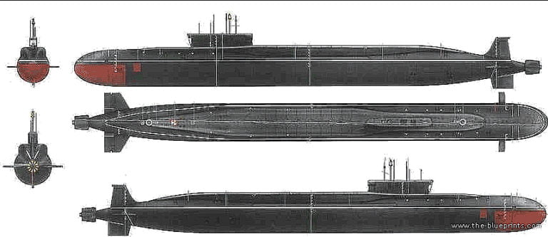 Ilustração de submarino,arino classe Borei