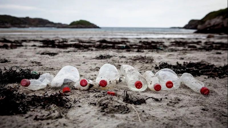 imagem de garrafas plásticas de coca- cola para post Coca- cola e plástico no mar