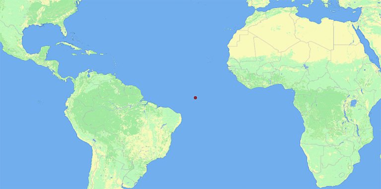 mapa da localização do Arquipélago São Pedro e São Paulo