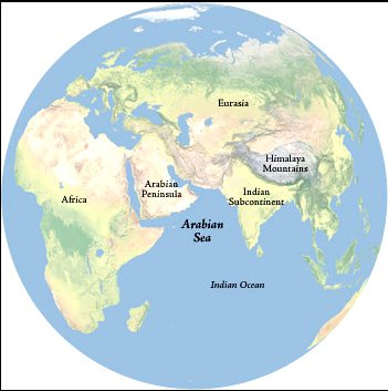 ilustração de mapa com mar da arábia