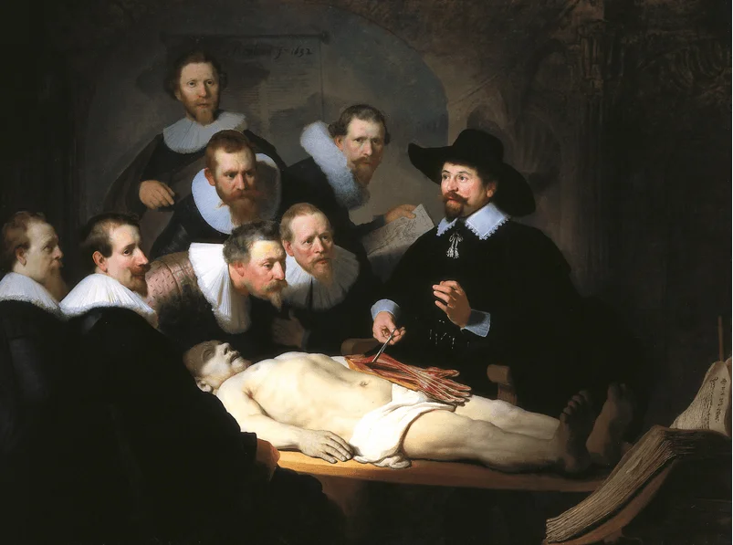 imagem da tela Aula de anatomia, de Rembrandt na Holanda