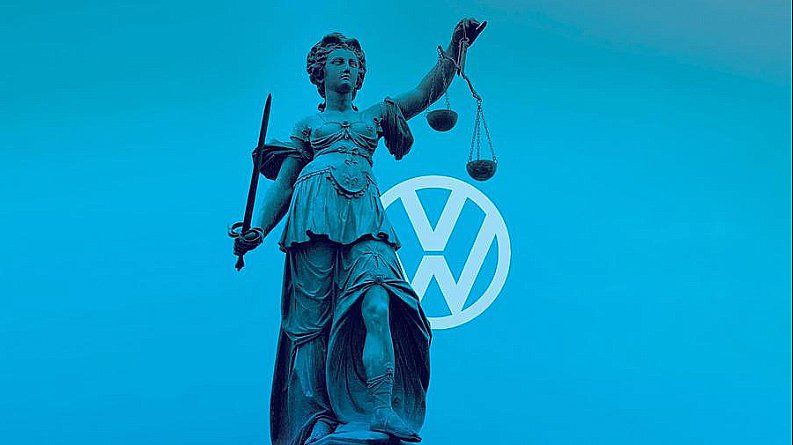 imagem de charge da marca Volkswagen e aquecimento global