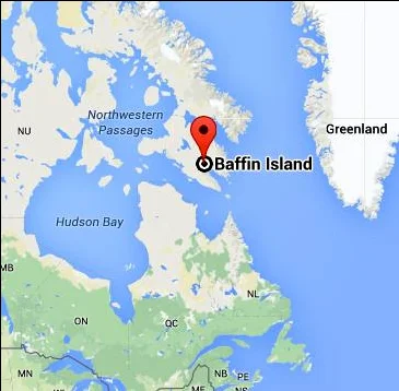 imagem de mapa com a ilha de Baffin