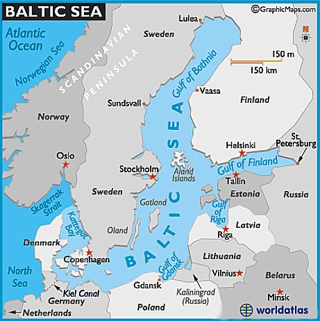 mapa do mar báltico