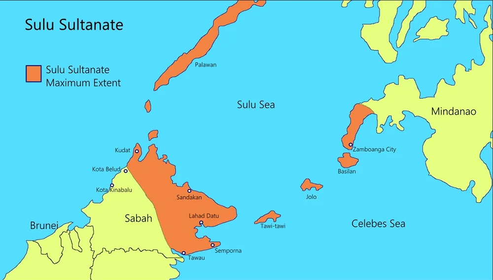 mapa do arquipélago Sulu onde vive o povo de Bajau