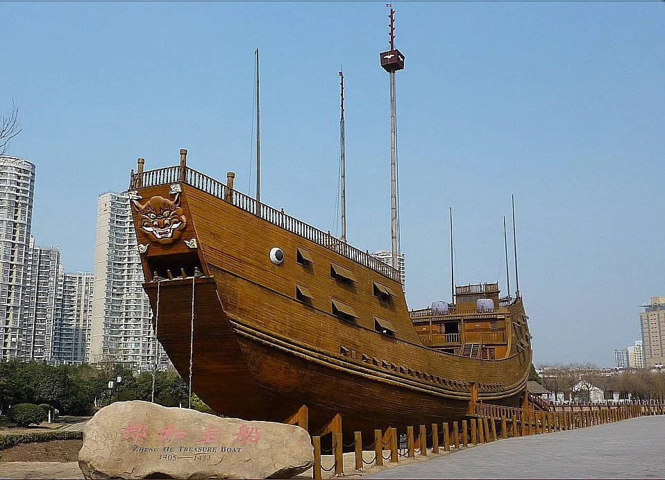 imagem de navios do tesouro reconstruído no período da China potência marítima