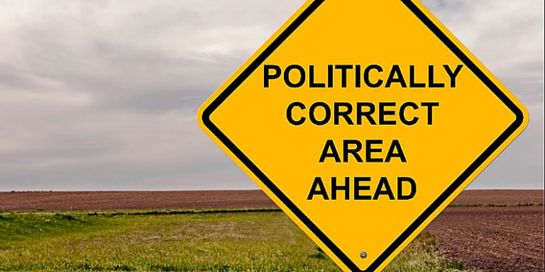 ilustração de placa políticamente correto