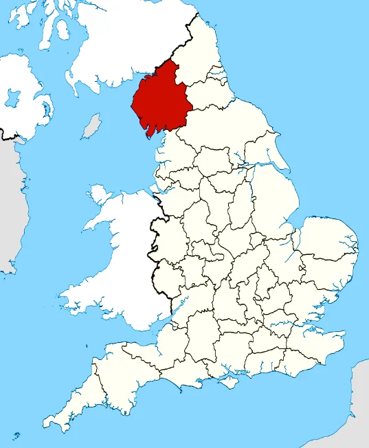 mapa da Cumbria, inglaterra, onde fica o maior parque eólico marítimo do mundo