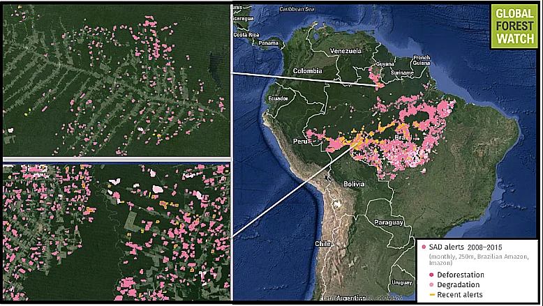 imagem de mapa com desmatamento da amazônia