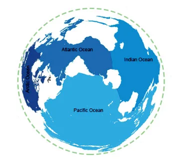 imagem de mapa mundi mostrando oceanos