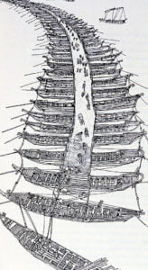 ilustração de pontes de barcos de Xerxes