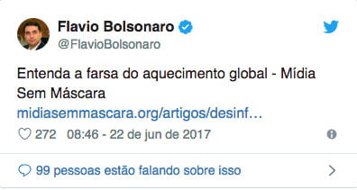 imagem de tweeted de flavio bolsonaro sobre o clima