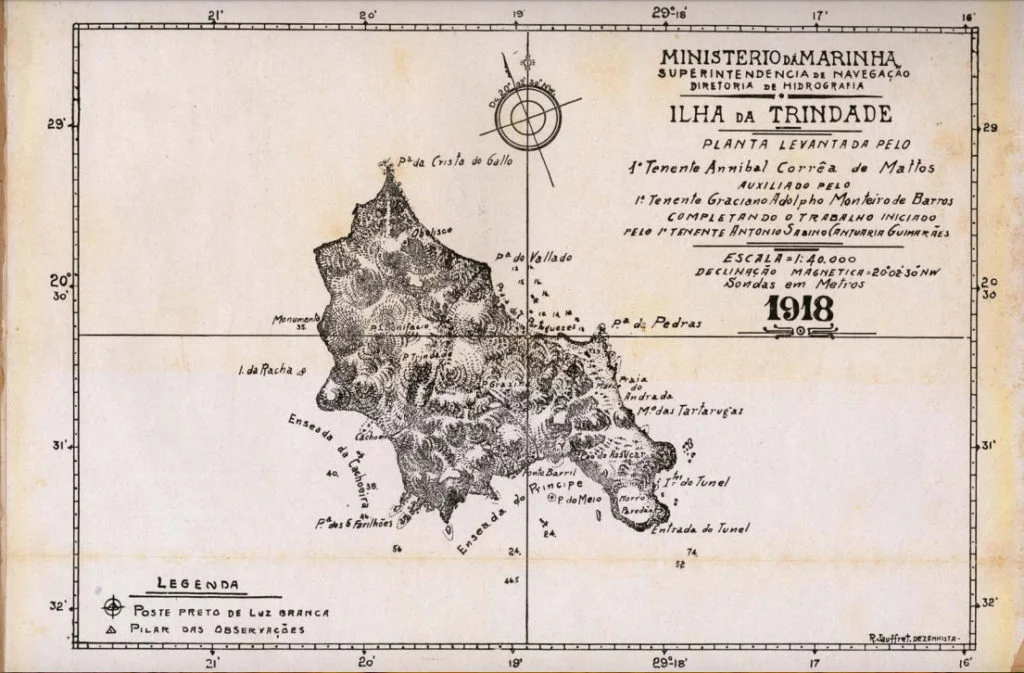 imagem de mapa antigo da ilha da Trindade